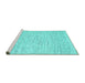 Sideview of Machine Washable Abstract Turquoise Contemporary Area Rugs, wshcon1752turq