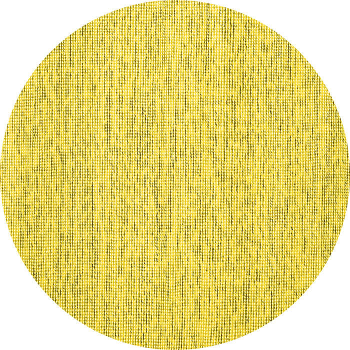 Round Abstract Yellow Contemporary Rug, con1752yw