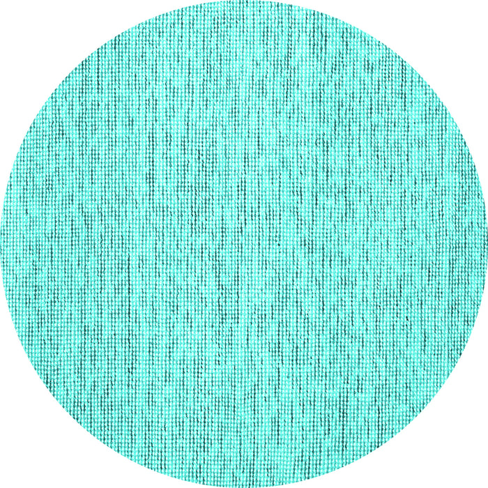 Round Machine Washable Abstract Turquoise Contemporary Area Rugs, wshcon1752turq