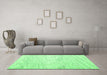 Machine Washable Abstract Green Contemporary Area Rugs in a Living Room,, wshcon1753grn