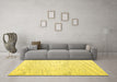 Machine Washable Abstract Yellow Contemporary Rug in a Living Room, wshcon1753yw