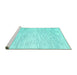 Sideview of Machine Washable Abstract Turquoise Contemporary Area Rugs, wshcon1753turq