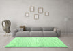 Machine Washable Abstract Emerald Green Contemporary Area Rugs in a Living Room,, wshcon1753emgrn