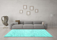 Machine Washable Abstract Turquoise Contemporary Rug, wshcon1753turq