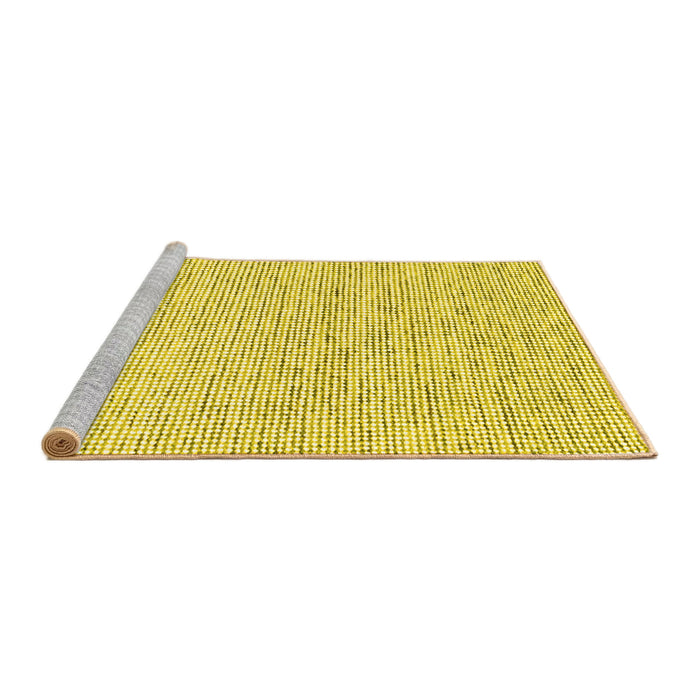 Sideview of Machine Washable Abstract Yellow Contemporary Rug, wshcon1754yw