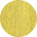 Round Abstract Yellow Contemporary Rug, con1754yw