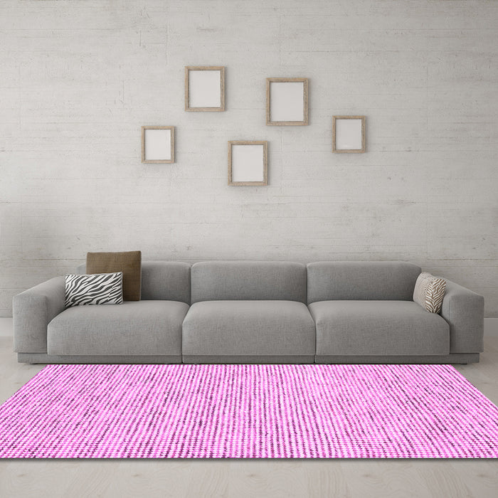 Machine Washable Abstract Pink Contemporary Rug in a Living Room, wshcon1754pnk
