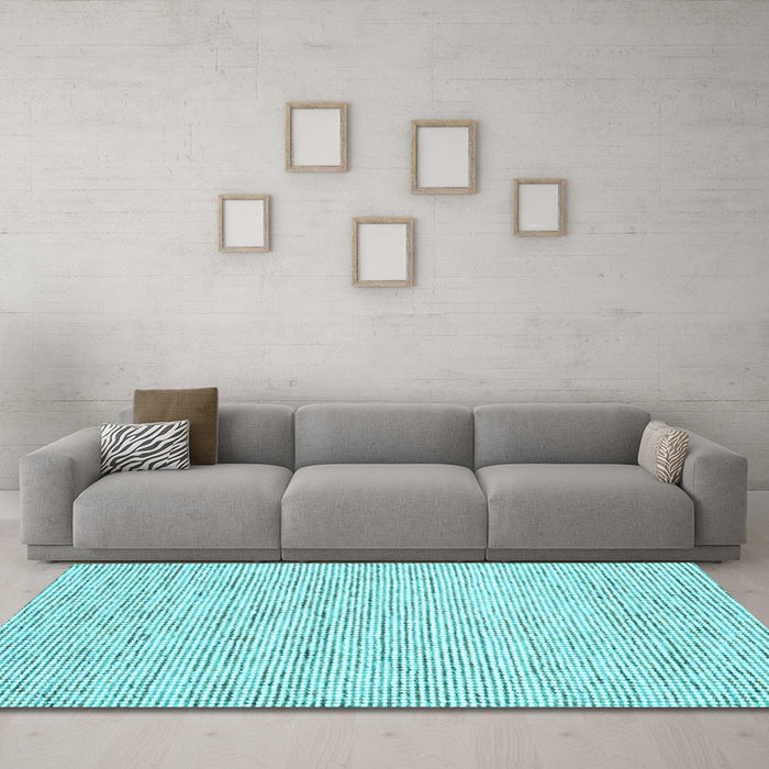 Machine Washable Abstract Light Blue Contemporary Rug in a Living Room, wshcon1754lblu