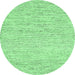 Round Machine Washable Abstract Emerald Green Contemporary Area Rugs, wshcon1754emgrn