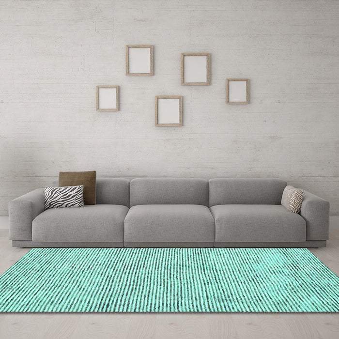 Machine Washable Abstract Turquoise Contemporary Area Rugs in a Living Room,, wshcon1755turq