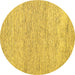 Round Machine Washable Abstract Yellow Contemporary Rug, wshcon1755yw