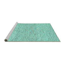 Sideview of Machine Washable Abstract Turquoise Contemporary Area Rugs, wshcon1755turq