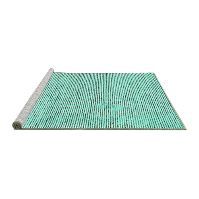Sideview of Machine Washable Abstract Turquoise Contemporary Area Rugs, wshcon1755turq