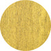 Round Abstract Yellow Contemporary Rug, con1755yw