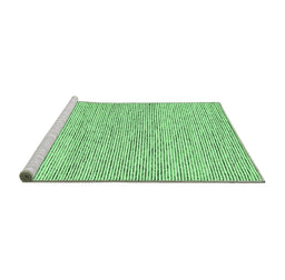 Sideview of Machine Washable Abstract Emerald Green Contemporary Area Rugs, wshcon1755emgrn