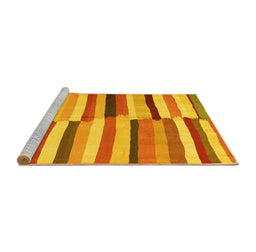 Sideview of Machine Washable Oriental Yellow Traditional Rug, wshcon1756yw