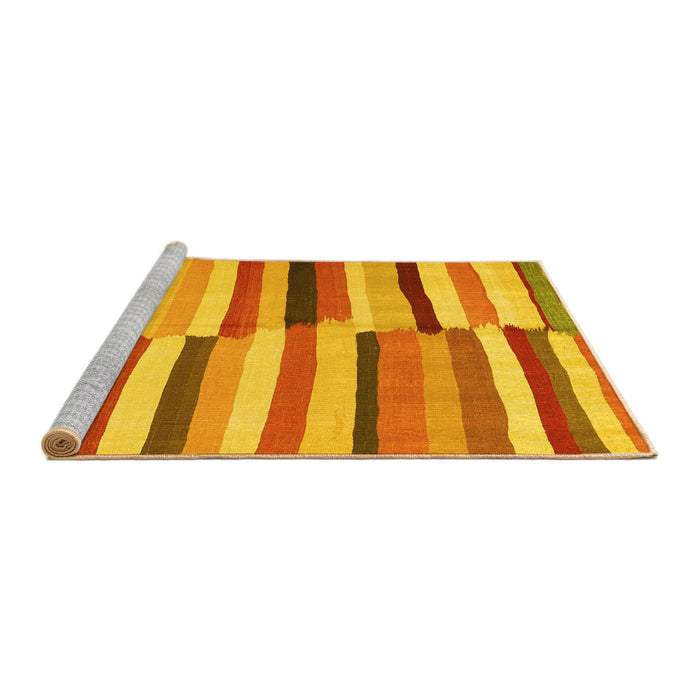 Sideview of Machine Washable Oriental Yellow Traditional Rug, wshcon1756yw