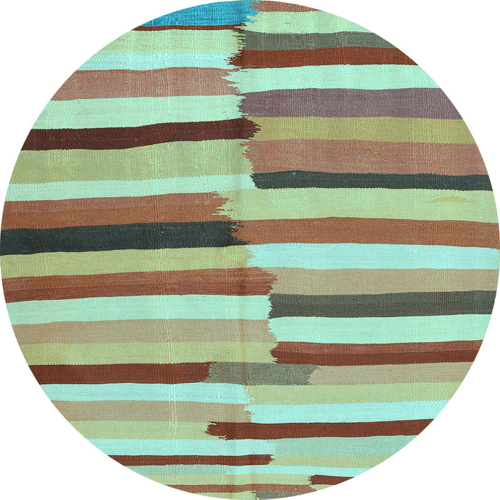 Round Oriental Light Blue Traditional Rug, con1756lblu