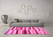 Machine Washable Oriental Pink Traditional Rug in a Living Room, wshcon1756pnk