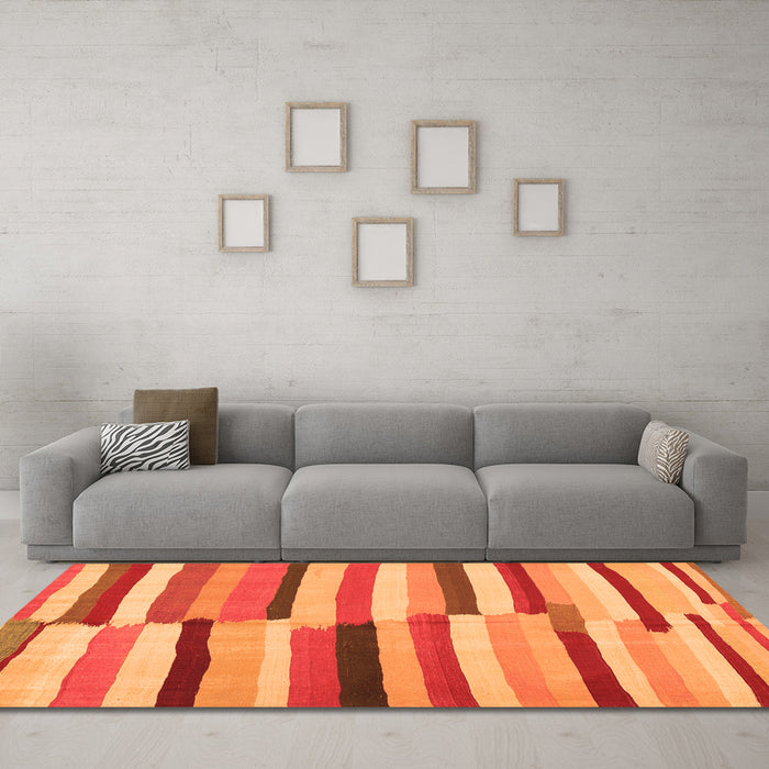 Machine Washable Oriental Orange Traditional Area Rugs in a Living Room, wshcon1756org