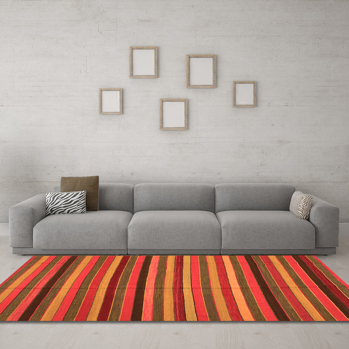 Machine Washable Southwestern Orange Country Area Rugs in a Living Room, wshcon1757org