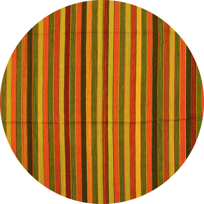 Round Machine Washable Southwestern Yellow Country Rug, wshcon1757yw