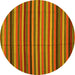 Round Machine Washable Southwestern Yellow Country Rug, wshcon1757yw