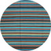 Round Machine Washable Southwestern Light Blue Country Rug, wshcon1757lblu