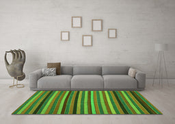 Machine Washable Southwestern Green Country Area Rugs in a Living Room,, wshcon1757grn