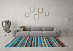 Machine Washable Southwestern Light Blue Country Rug in a Living Room, wshcon1757lblu