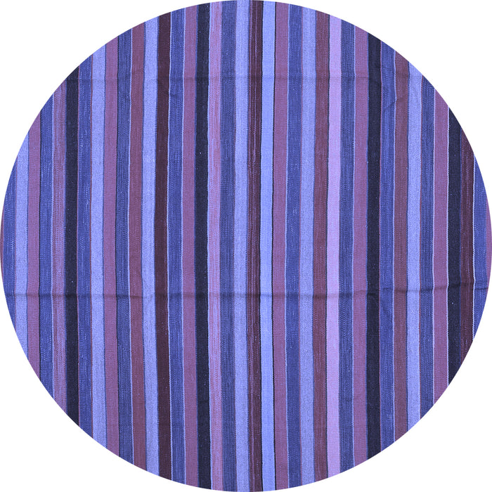 Round Machine Washable Southwestern Blue Country Rug, wshcon1757blu