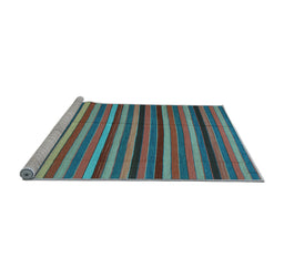 Sideview of Machine Washable Southwestern Light Blue Country Rug, wshcon1757lblu