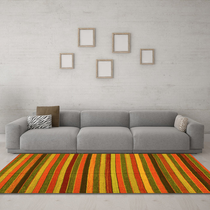 Machine Washable Southwestern Yellow Country Rug in a Living Room, wshcon1757yw
