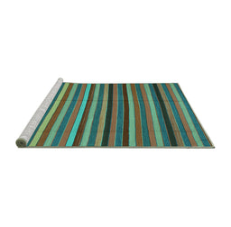 Sideview of Machine Washable Southwestern Turquoise Country Area Rugs, wshcon1757turq
