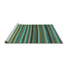 Sideview of Machine Washable Southwestern Turquoise Country Area Rugs, wshcon1757turq