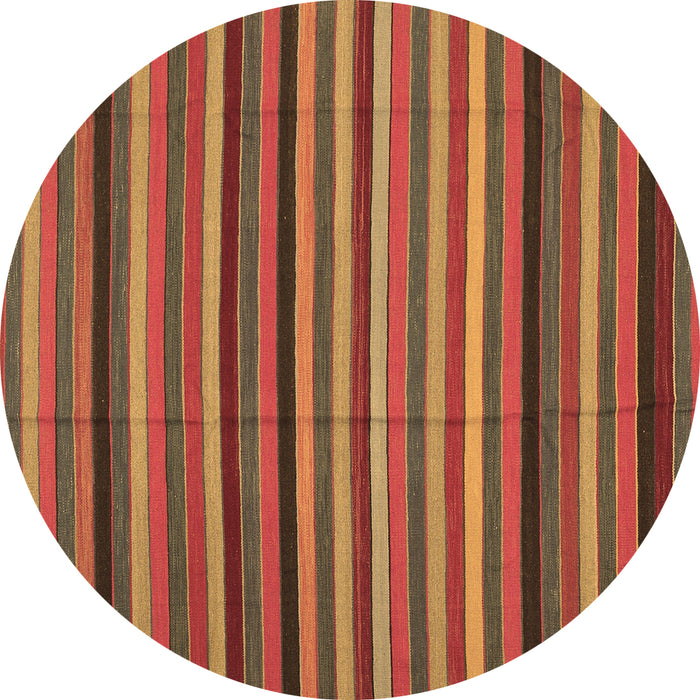 Round Machine Washable Southwestern Brown Country Rug, wshcon1757brn