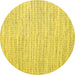 Round Machine Washable Abstract Yellow Contemporary Rug, wshcon1758yw