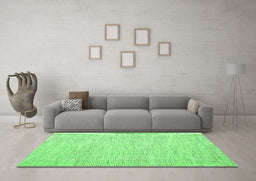 Machine Washable Abstract Green Contemporary Area Rugs in a Living Room,, wshcon1758grn
