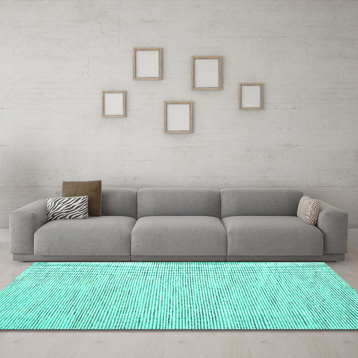 Machine Washable Abstract Turquoise Contemporary Area Rugs in a Living Room,, wshcon1758turq