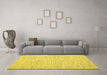 Machine Washable Abstract Yellow Contemporary Rug in a Living Room, wshcon1758yw