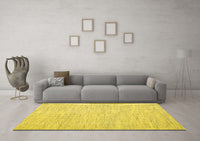 Machine Washable Abstract Yellow Contemporary Rug, wshcon1758yw