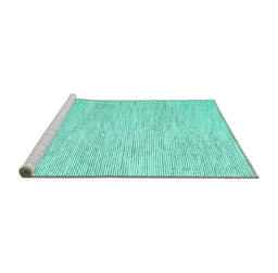 Sideview of Machine Washable Abstract Turquoise Contemporary Area Rugs, wshcon1758turq