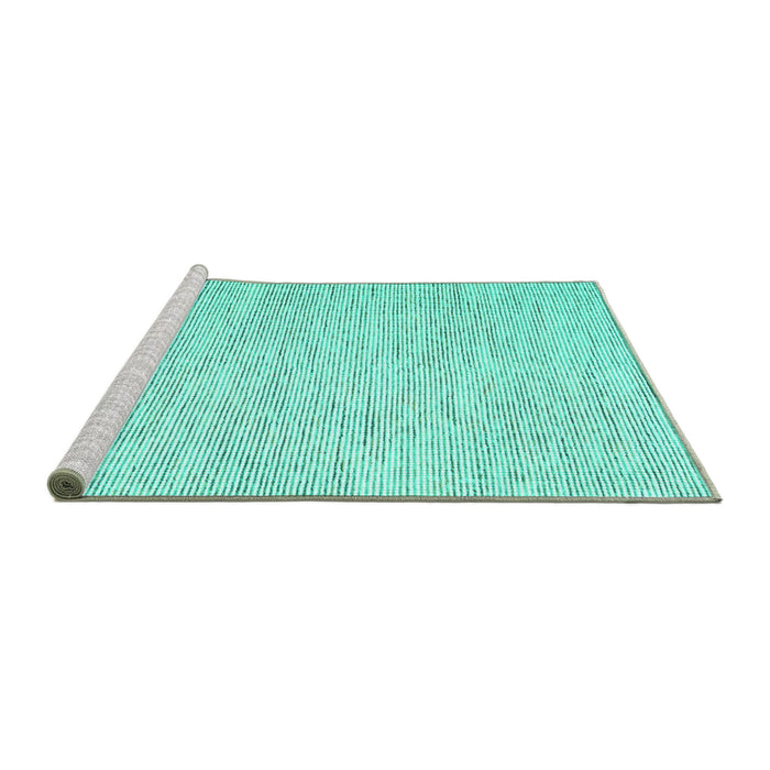 Sideview of Machine Washable Abstract Turquoise Contemporary Area Rugs, wshcon1758turq