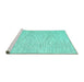 Sideview of Machine Washable Abstract Turquoise Contemporary Area Rugs, wshcon1758turq