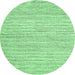 Round Machine Washable Abstract Emerald Green Contemporary Area Rugs, wshcon1759emgrn