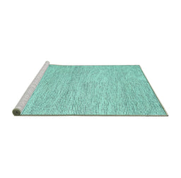 Sideview of Machine Washable Abstract Turquoise Contemporary Area Rugs, wshcon1759turq