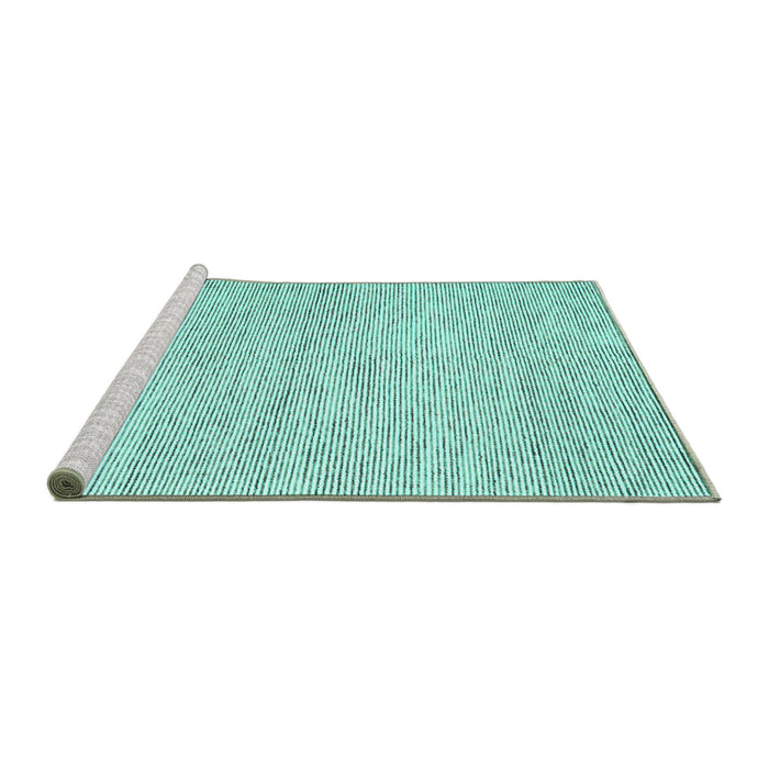 Sideview of Machine Washable Abstract Turquoise Contemporary Area Rugs, wshcon1759turq