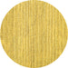 Round Machine Washable Abstract Yellow Contemporary Rug, wshcon1759yw