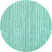 Round Machine Washable Abstract Turquoise Contemporary Area Rugs, wshcon1759turq