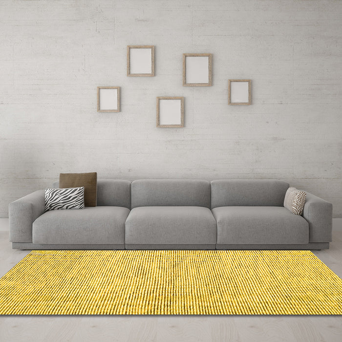 Machine Washable Abstract Yellow Contemporary Rug in a Living Room, wshcon1759yw